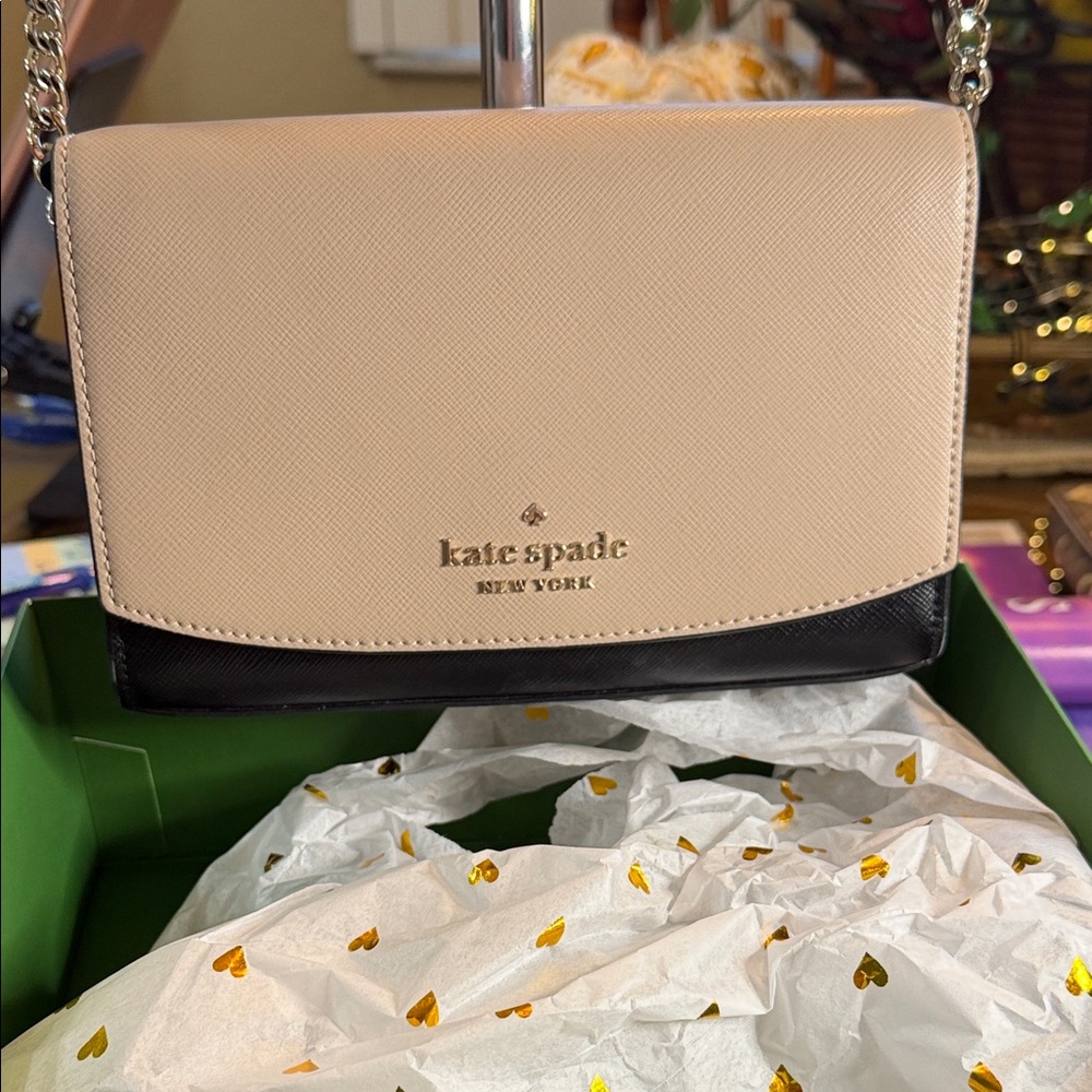 ♥️ kate spade Tan and Black Crossbody Bag